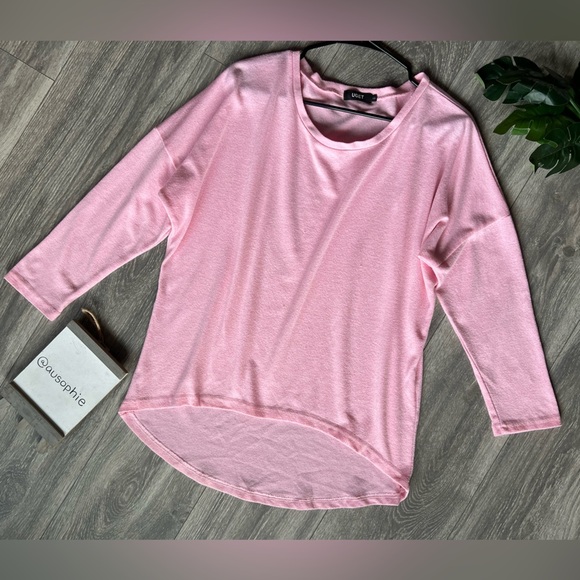Uget Pink hi low hem dropped shoulder Dolman Sleeve Sweater size S - Picture 4 of 9